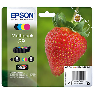 Epson Strawberry T2986 Inkjet Printer Cartridge Multipack, Pack of 4 Epson Strawberry T2986 Inkjet Printer Cartridge Multipack, Pack of 4